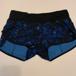 Lululemon running shorts size 6- black and blue